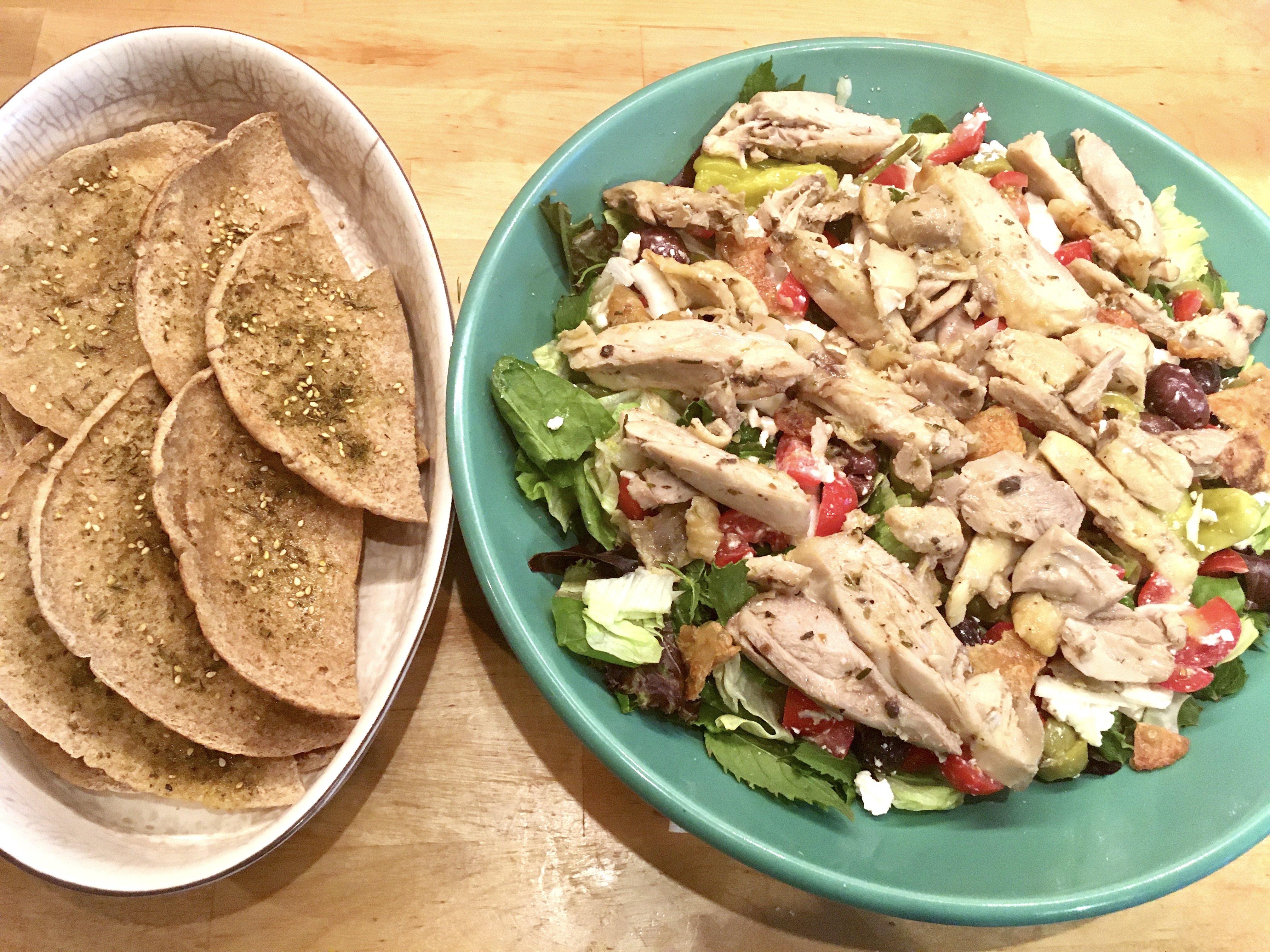 pitza: pita with EVOO and Za'atar