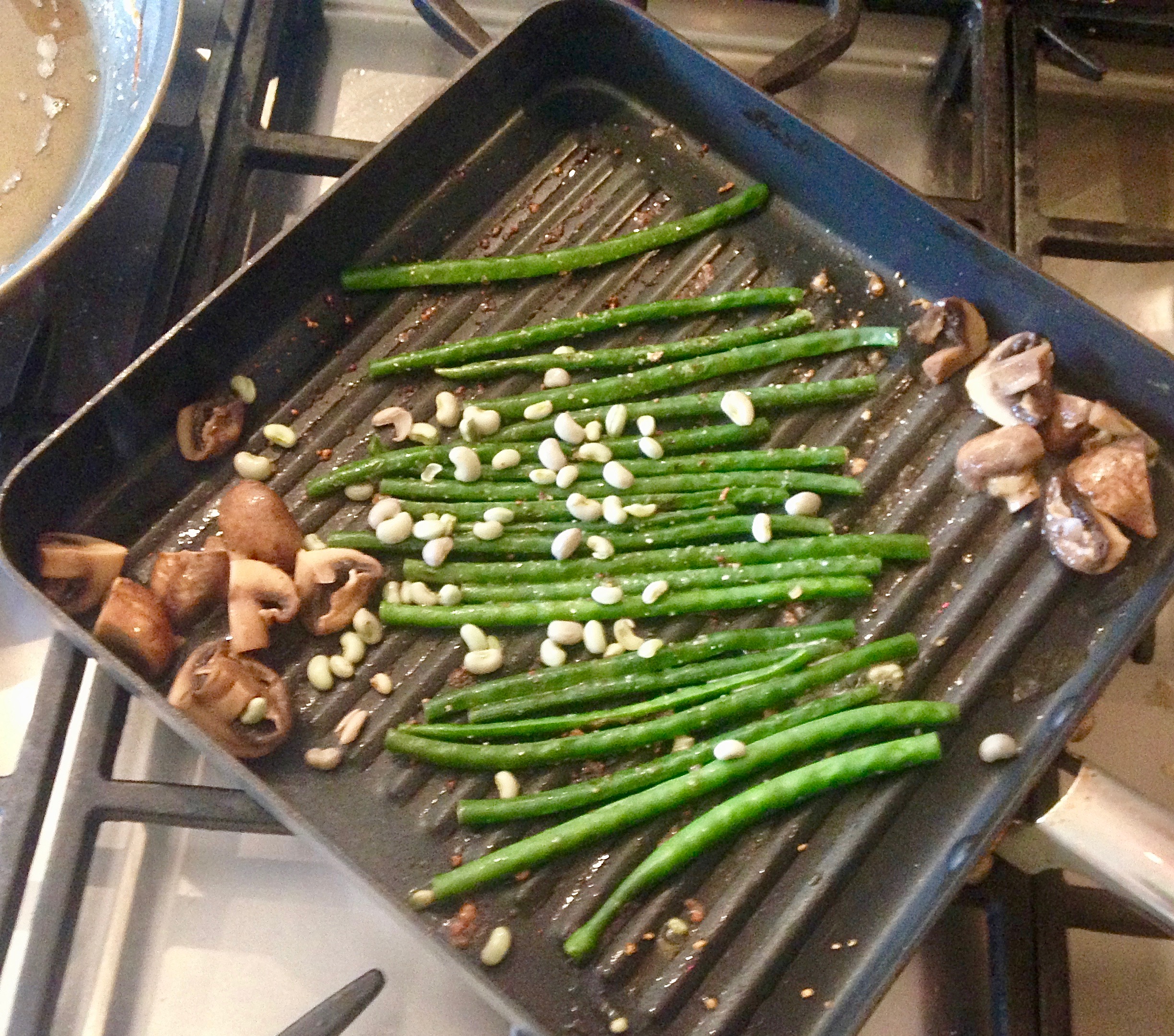 Green Beans: Twice Cooked with Hot &amp; Sweet Sauce and Marinated Mushrooms
